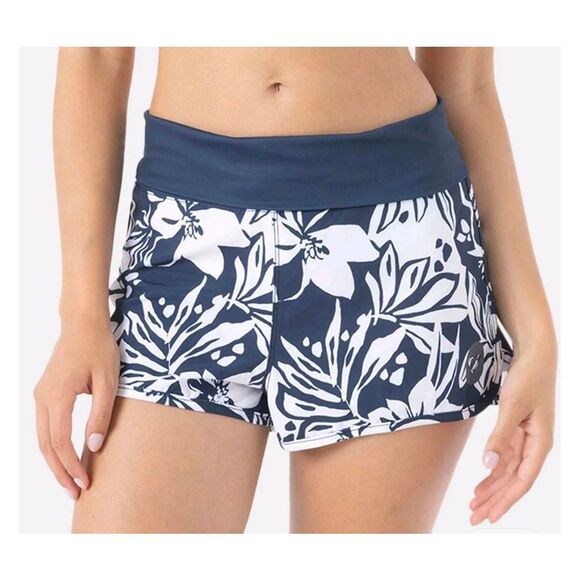 Roxy Women's White & Navy Floral Poly/Spandex Oceanside Endless Summer Boardshor - Picture 3 of 14